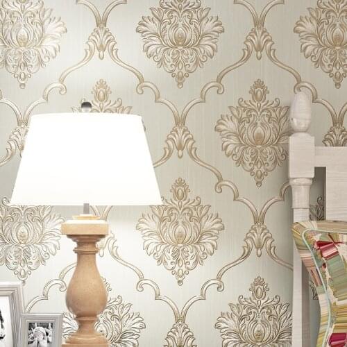 Beibehang Fine embossed non-woven wallpaper European large flower 3D bedroom living room TV background wedding room wallpaper