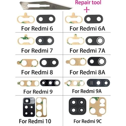 New For Xiaomi Mi 11Redmi 6 6A 7 7A 8 8A 9 9A K30 Pro Note 9 Pro Max Note 8T Back Camera Glass Cover Lens With Sticker Glue