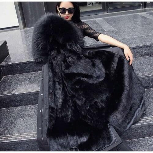 Natural Mink Fur Lining Waterproof Parka Women Raccoon Fur Collar Real Fur Coat Winter Jacket Hood Cuffs Detachable Streetwear