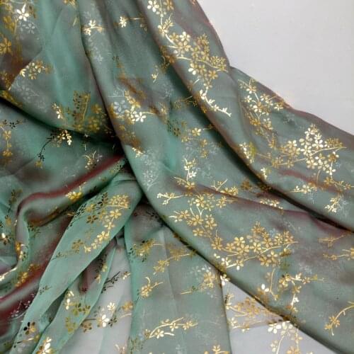 Cosplay Dress Bronzing Chiffon Fabric Flower Shiny Bronzed Costume Material DIY Stage Cosplay Dress