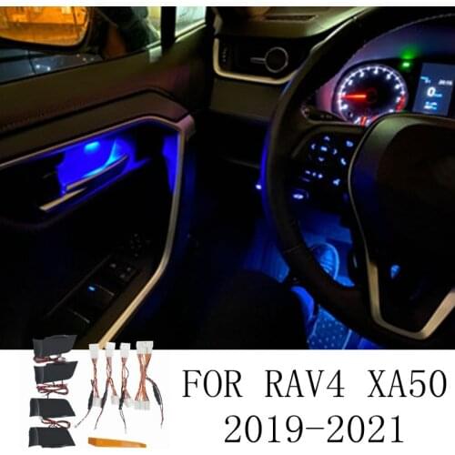 Interior Handle LED Atmosphere Lamp Interior Door Ambient Bowl Lamp Refitting Decoration Light For Toyota RAV4 2019 2020 5th