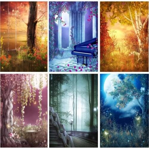 Vinyl Custom Dream Forest Castle Fairy Tale Children Photography Backdrops Prop Photo Background 2158 TTW-04