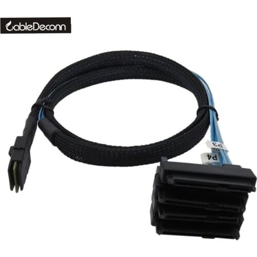 Internal Mini SAS 36pin SFF-8087 to (4) 29pin+15Pin SFF-8482 connectors with SATA7+15P Power 0.5M 1M