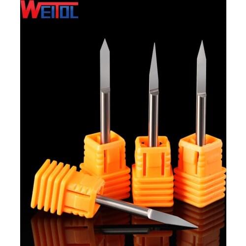 Weitol free shipping 5A 3.175mm shank Lengthened flat bottom engraving bits carbide milling cutter for CNC engraving machine