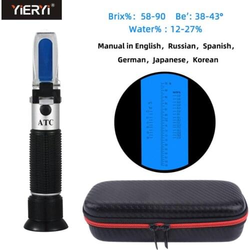 Yieryi Handheld Refractometer 58~90% Brix 38~43 Be Baume Honey Wine Water Contents (12 - 27%)Refractometer Refraction Tools
