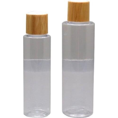 100ML 120ML 200ML 10&20pcs/lot DIY Empty Cosmetic Emulsion Bottle, Plastic Clear Toner Bamboo Container, PET Cosmetic Bottle