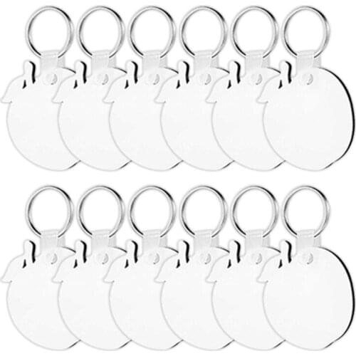 12 Pcs/Set Sublimation Blank Keychains Heat Transfer Key Chain Double-Side Printed MDF Keyrings Key Tags with Split Rings