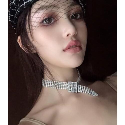 2019 New Fashion Jewelry Chain Unique Crystal Rhinestone Choker Necklaces For Women Collar Necklace Bijoux Long Necklace