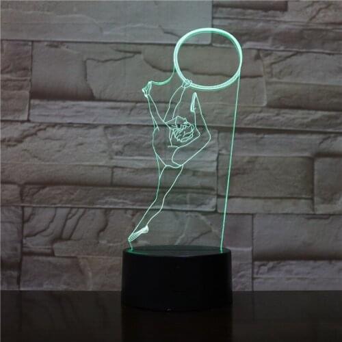3D Lamp Sport Gymnastics Pretty Present for Children Visual Light Effect 7 Color with Remote for Room Night Lightlamp 1709