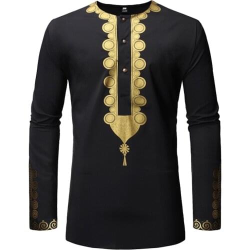 African Dashiki Printed Button Up Shirt Men 2021 Brand Hip Hop Streetwear African Clothes Men Slim Fit Long Sleeve Chemise Homme