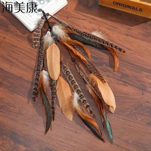 Haimeikang Bohemian Feather Hairpin Hairband Colored Feathers Tribal Festival Girls Hair Accessories Decoration Bird Hair Piece