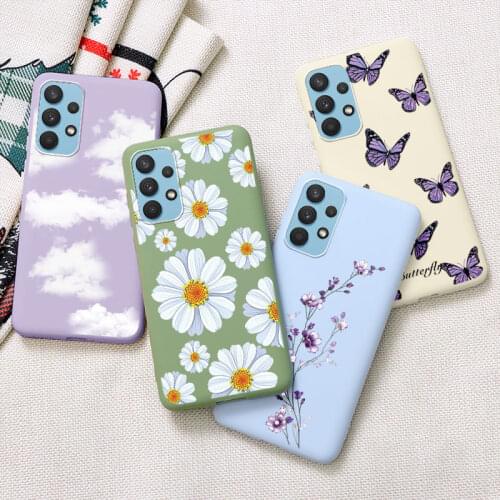 For Samsung A32 4G Phone Case 6.4'' A325F Cartoon Soft Silicone TPU Back Cover For Samsung Galaxy A32 5G 6.5'' A 32 Funda Flower