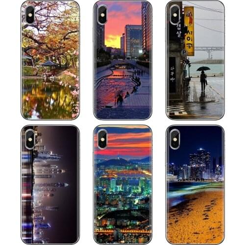 For Samsung Galaxy S7 S8 S9 S10E S20 FE Note 10 20 Edge Lite Plus Ultra City-South-C-Korea-colorful-night-Seoul Cover
