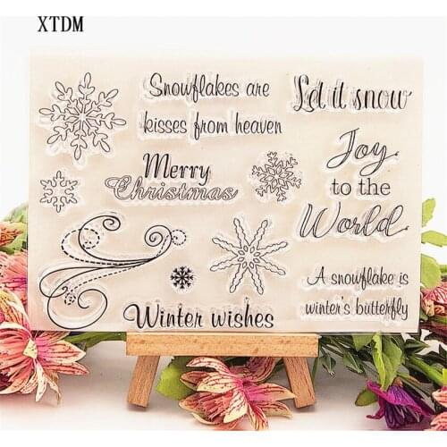 Hot sale Snowflake text Transparent Clear Stamps / Silicone Seals Roller Stamp for DIY scrapbooking photo album/Card Making