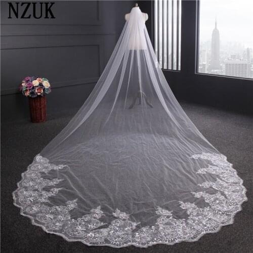 Hot Sale Wedding Veils one-Layer White Ivory 3m New Arrival Wholesale Price Cut Edge Simple Style Bridal Veil With Comb