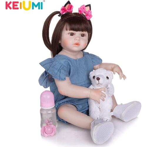 KEIUMI 23 Inch Reborn Baby Dolls Waterproof Full Body Silicone Vinyl Reborn Bebe Dolls Toys Childrens Birthday Pillow Gift
