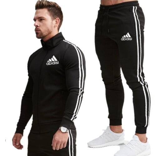 2021New Brand printing Mens Set Autumn and winter Man Sportswear 2 Piece Sets Sports Suit Jacket+Pant Sweatsuit Male Tracksuit