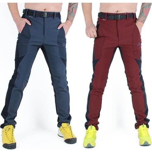 Men autumn winter outdoor waterproof soft shell hiking pants Camping Trekking cycling fleece Pants mens sports trousers