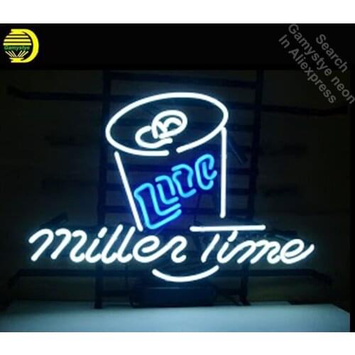 Neon Sign for Miller Time Lite Neon Bulb sign handcraft neon signboard Beer Bar Pub Logo Art Iconic neon light anuncio luminos