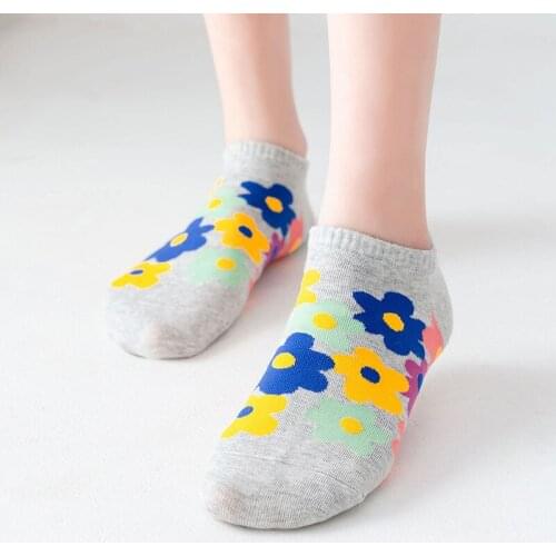 New Original Flower Design Spring Summer Cotton Woman Thin Breathable Low Tube Socks Ins Fashion Street Casual Ankle Socks