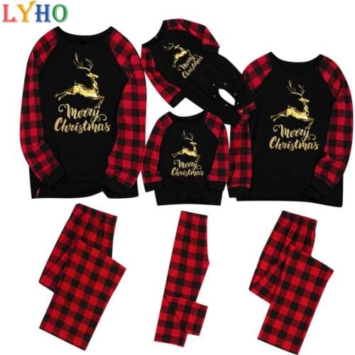 2021 New Christmas Family Pajamas Set Cotton Cartoon Print Baby Kid Dad Mom Matching Family Outfit Sleepwear Parent-child Pajama