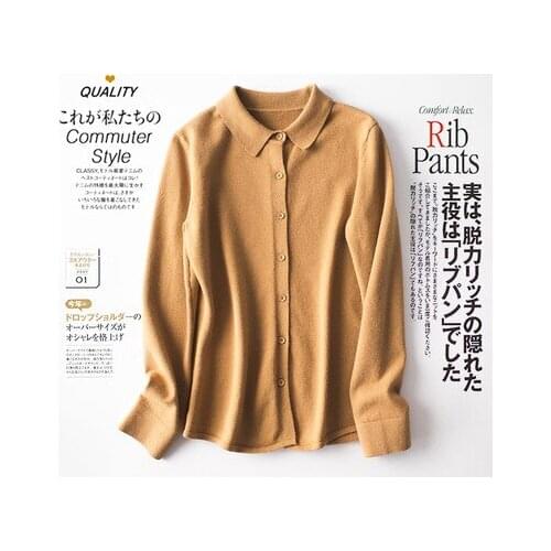 Spring and Autumn New Cashmere Knitted Shirt Korean Style Loose Short and Thin Cardigan Cashmere Sweater Womens Coat