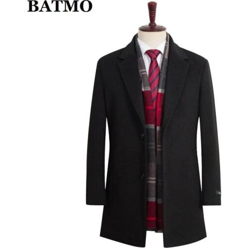 BATMO 2021 new arrival autumn&winter wool trench coat men,male plaid wool coat,jackets ,plus-size XL-9XL 908