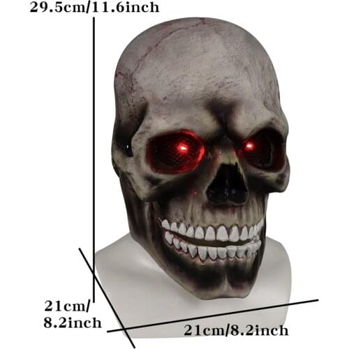 Newly Creepy Skull Masque with Moving Jaw Glowing Latex Headgear Halloween Costume Props for Festival Party Masquerade