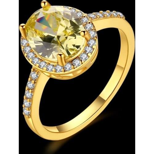 Wedding Ring orange Cubic Zirconia CZ Gold Fashion jewelry womens Rings size 6 7 8 AR2152