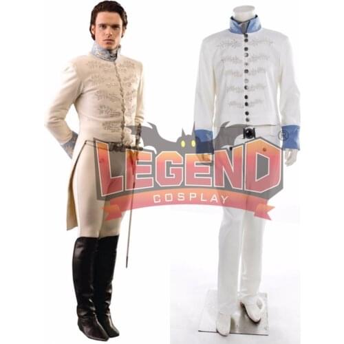 Prince charming Cosplay Costume Uniform white Outfit Adult Mens outfit V03
