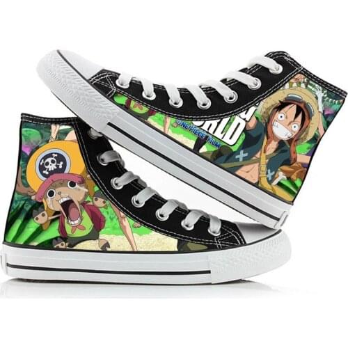 Anime One Piece/Luffy Pattern Canvas Shoes Lovers Breathable Leisure Shoes for Men Women Students 2020