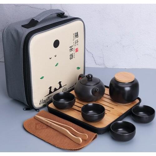 Portable Travel Tea Set , Yaguang Kung Fu Ceramic , One Pot, Four Cups Office Business Gifts, Free Shipping