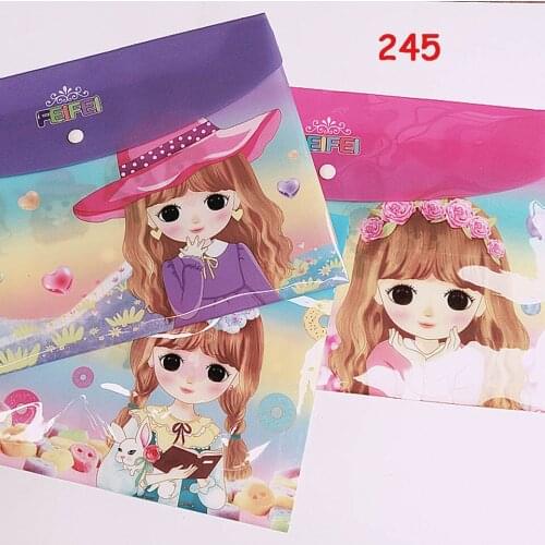 A4 button PVC Color Printing Transparent Waterproof Portable Folder Stationery Bag Folder File Archive Bag Office Supplies