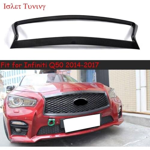 Q50 Front Bumper Grille Frame Pre-facelift for Infiniti Q50 4-Door Sedan Carbon Fiber Racing Grill Cover Trims 2014-2017