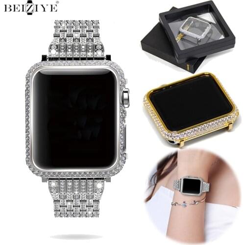 Luxury Diamond Case For Apple Watch Series 6 SE 5 4 40mm 44mm Screen protection Bumper Shell frame iWatch 3 2 1 38mm 42mm cover