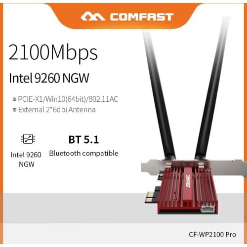 Comfast Gigabit Dual Band 2.4G/ 5G PCI-E Network card Wifi and Bluetooth Transmission support MU-MIMO
