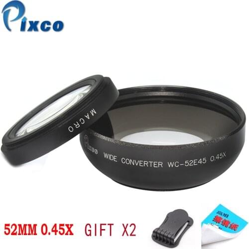 52mm 0.45X Wide Angle Lens with Macro For Canon Nikon Pentax Sony Panasonic(Black)