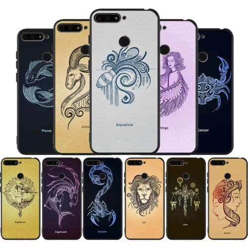 12 constellation black Silicone Phone Case For Huawei honor 30 20 Pro 8 8X 9 10 20 Lite Mate 10 20 30 Lite Pro cover