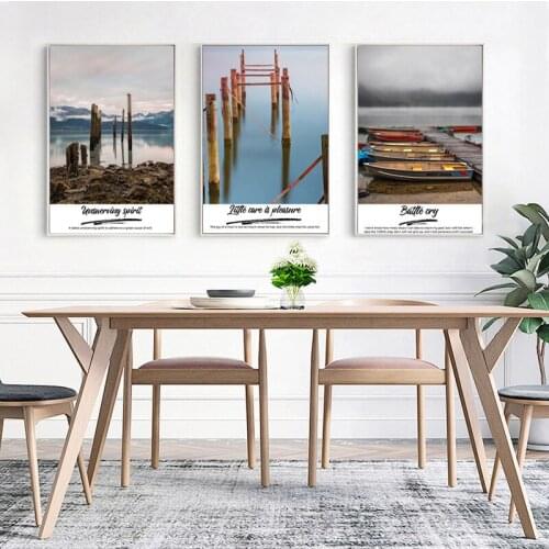 Scandinavian Landscape Wooden Pier Bridge Canvas Poster Motivation Nordic Style Canva painting Bedroom Living Room Modern Decor