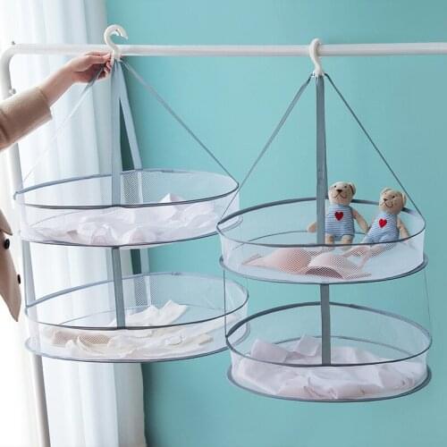 Foldable Clothes Drying Net Basket Windproof Socks Underwear Sweater Nets Washable Hanging Clothing Drying Basket Organizer