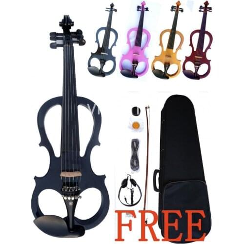 New 6 String 4/4 Electric Violin Powerful Sound Solid wood Ebony part 5# black and white color