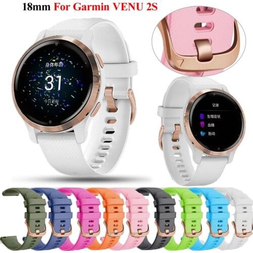 Hot 18mm Soft Silicone Replacement Smart Watch Strap For Garmin Venu 2S Smartwatch Band Wristband Bracelet Watchband Accessories