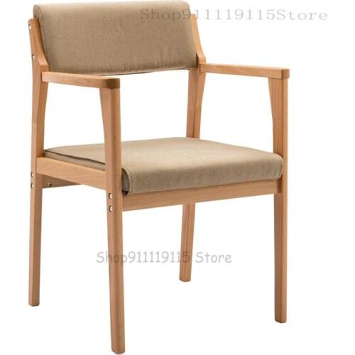 Nordic Dining Chair Family Solid Wood Study Chair Back Armrest Hotel Dining Room Table Chair Modern Simple Net Red Stool