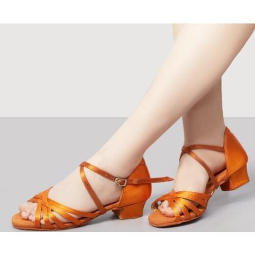 Latin Shoes Satin Girls Dance Shoes Tango Ballroom Latin Dancing Shoes Heeled Salsa Professional 3cm Dance Shoe For Girls Ladies