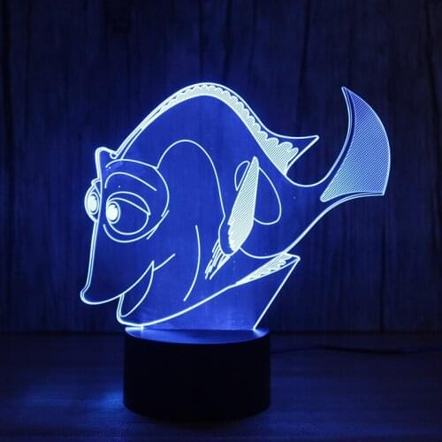 Amazing Magical Optical Illusion 3D LED Night Light Reef Fish USB Table Light Novelty Lighting Colorful Lamp Atmosphere Lights