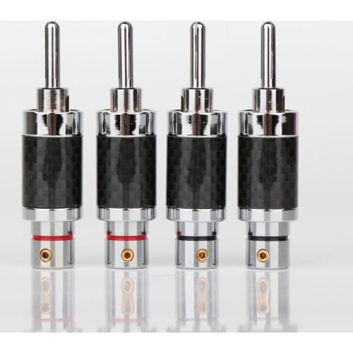 4Pcs ACROLIN Style Carbon Fiber Rhodium Plated Banana Plug Speaker Cable Connector plug audio video loudspeaker cable jack