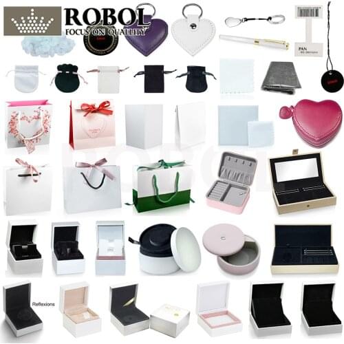 High Quality Bracelet Ring Necklace Jewelry Box Silver Jewelry Cleaning Cloth Label Keychain with Original Logo Free Shipping