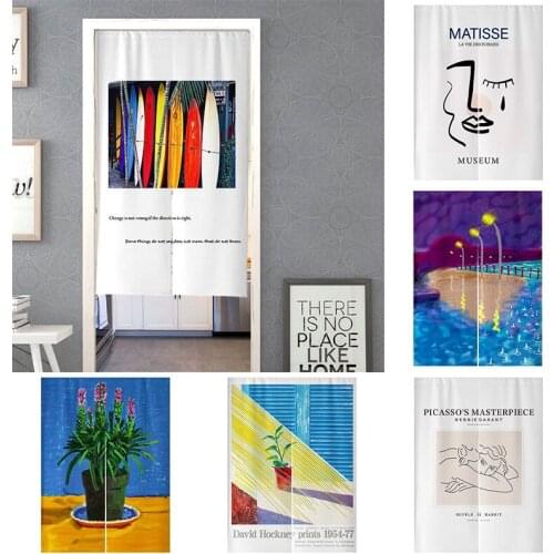 Japanese Fabric Door Curtain Bedroom Blackout Curtain Home Decoration Doorway Hanging Curtain Half Panel Curtain