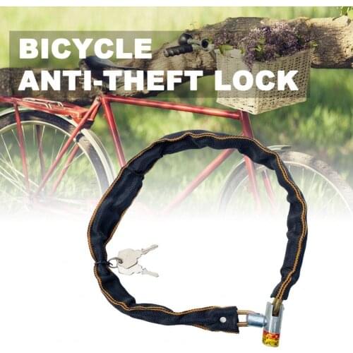 Bike Chain Lock Anti-Scratch with Keys MTB Road Bike Accessory Safety Anti-Theft Lock Chain Cloth Chain Lock Security Supplies
