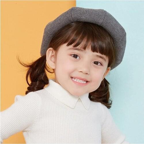Kids Girls Winter Knitted Beret Hat Solid Color Octagonal Painter Beanie Cap 50JB
